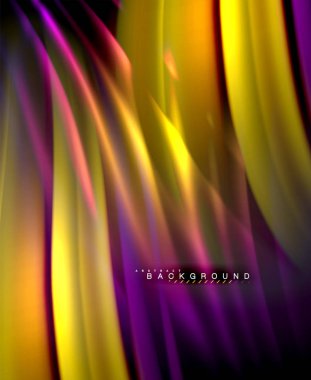 Neon parlayan dalga, sihirli enerji ve ışık arka plan. Vektör duvar kağıdı şablonu