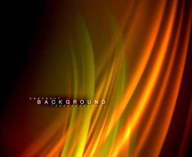 Neon parlayan dalga, sihirli enerji ve ışık arka plan. Vektör duvar kağıdı şablonu