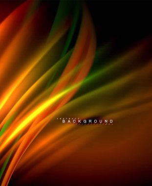 Neon parlayan dalga, sihirli enerji ve ışık arka plan. Vektör duvar kağıdı şablonu