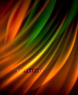 Neon parlayan dalga, sihirli enerji ve ışık arka plan. Vektör duvar kağıdı şablonu