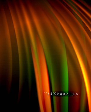 Neon parlayan dalga, sihirli enerji ve ışık arka plan. Vektör duvar kağıdı şablonu