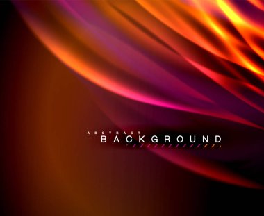 Neon parlayan dalga, sihirli enerji ve ışık arka plan. Vektör duvar kağıdı şablonu