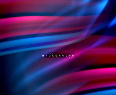 Neon parlayan dalga, sihirli enerji ve ışık arka plan. Vektör duvar kağıdı şablonu