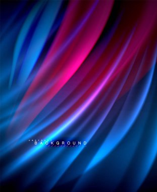 Neon parlayan dalga, sihirli enerji ve ışık arka plan. Vektör duvar kağıdı şablonu