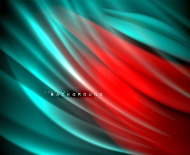 Neon parlayan dalga, sihirli enerji ve ışık arka plan. Vektör duvar kağıdı şablonu