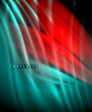 Neon parlayan dalga, sihirli enerji ve ışık arka plan. Vektör duvar kağıdı şablonu