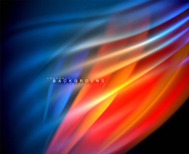 Neon parlayan dalga, sihirli enerji ve ışık arka plan. Vektör duvar kağıdı şablonu