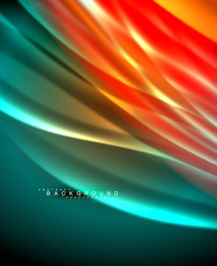 Neon parlayan dalga, sihirli enerji ve ışık arka plan. Vektör duvar kağıdı şablonu