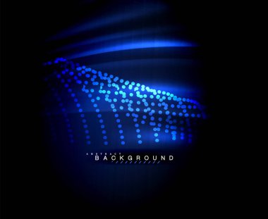 Neon parlayan techno hatları, yüksek teknoloji fütüristik arka plan şablonu kare şekilleri ile