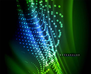 Neon parlayan techno hatları, yüksek teknoloji fütüristik arka plan şablonu kare şekilleri ile