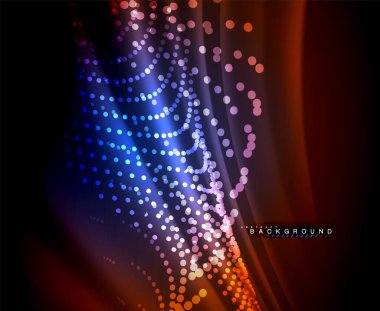 Neon parlayan techno hatları, yüksek teknoloji fütüristik arka plan şablonu kare şekilleri ile