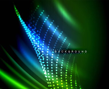 Neon parlayan techno hatları, yüksek teknoloji fütüristik arka plan şablonu kare şekilleri ile