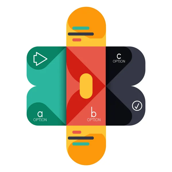 Infografik Option und Schritt für Schritt in abgerundeten Quadraten, Element von Diagramm, Diagramm, Diagramm mit Optionen, Teilen, Prozessen — Stockvektor