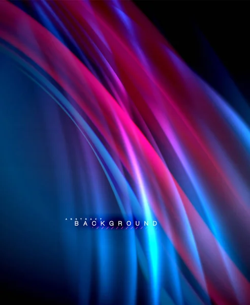 Neon glowing wave, magic energy and light motion background. Vector wallpaper template — Stock Vector