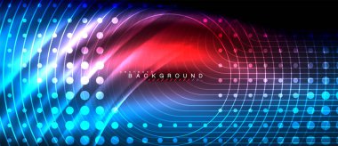 Neon parlayan çizgiler, sihirli enerji uzay ışığı konsepti, soyut arka plan duvar kağıdı tasarımı