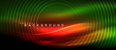 Neon parlayan çizgiler, sihirli enerji uzay ışığı konsepti, soyut arka plan duvar kağıdı tasarımı