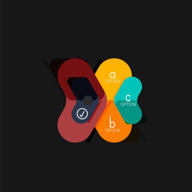 Düz tasarım geometrik infographics, ok şekli vektör etiket veya etiket, Fiyat etiketleri, promosyon rozet, simgesi tasarım, kağıt tarzı düzeni verileri grafik görselleştirme adım adım süreci için için teklif