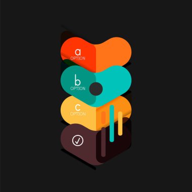 Düz tasarım geometrik infographics, ok şekli vektör etiket veya etiket, Fiyat etiketleri, promosyon rozet, simgesi tasarım, kağıt tarzı düzeni verileri grafik görselleştirme adım adım süreci için için teklif