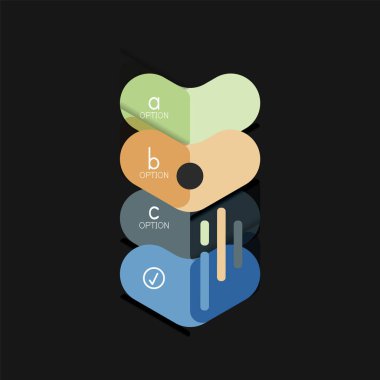 Düz tasarım geometrik infographics, ok şekli vektör etiket veya etiket, Fiyat etiketleri, promosyon rozet, simgesi tasarım, kağıt tarzı düzeni verileri grafik görselleştirme adım adım süreci için için teklif