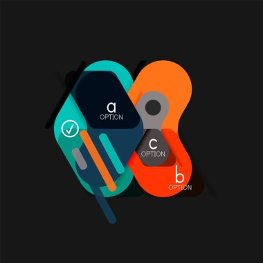 Düz tasarım geometrik infographics, ok şekli vektör etiket veya etiket, Fiyat etiketleri, promosyon rozet, simgesi tasarım, kağıt tarzı düzeni verileri grafik görselleştirme adım adım süreci için için teklif