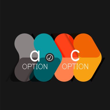 Düz tasarım geometrik infographics, ok şekli vektör etiket veya etiket, Fiyat etiketleri, promosyon rozet, simgesi tasarım, kağıt tarzı düzeni verileri grafik görselleştirme adım adım süreci için için teklif