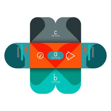 Infographics seçeneği ve adım adım içinde yuvarlak kareler, grafik, grafik, diyagram seçenekleri, parçalar, süreçleri ile unsuru