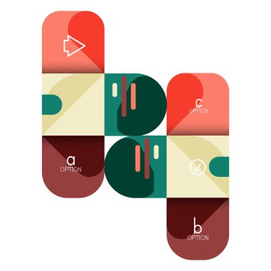 Infographics seçeneği ve adım adım içinde yuvarlak kareler, grafik, grafik, diyagram seçenekleri, parçalar, süreçleri ile unsuru