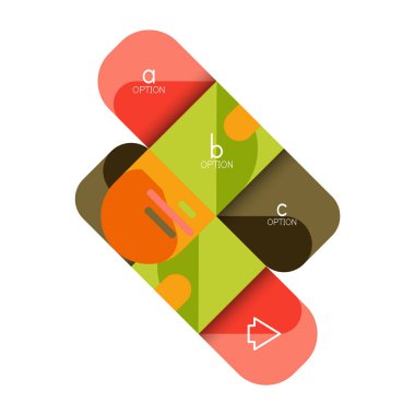 Infographics seçeneği ve adım adım içinde yuvarlak kareler, grafik, grafik, diyagram seçenekleri, parçalar, süreçleri ile unsuru