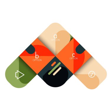 Infographics seçeneği ve adım adım içinde yuvarlak kareler, grafik, grafik, diyagram seçenekleri, parçalar, süreçleri ile unsuru