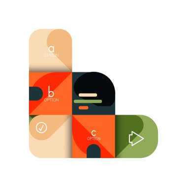 Infographics seçeneği ve adım adım içinde yuvarlak kareler, grafik, grafik, diyagram seçenekleri, parçalar, süreçleri ile unsuru