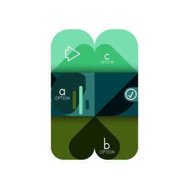 Infographics seçeneği ve adım adım içinde yuvarlak kareler, grafik, grafik, diyagram seçenekleri, parçalar, süreçleri ile unsuru