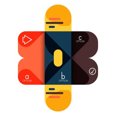 Infographics seçeneği ve adım adım içinde yuvarlak kareler, grafik, grafik, diyagram seçenekleri, parçalar, süreçleri ile unsuru