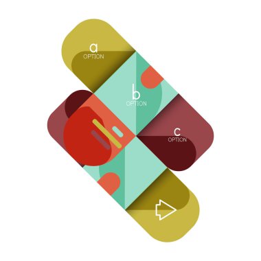 Infographics seçeneği ve adım adım içinde yuvarlak kareler, grafik, grafik, diyagram seçenekleri, parçalar, süreçleri ile unsuru