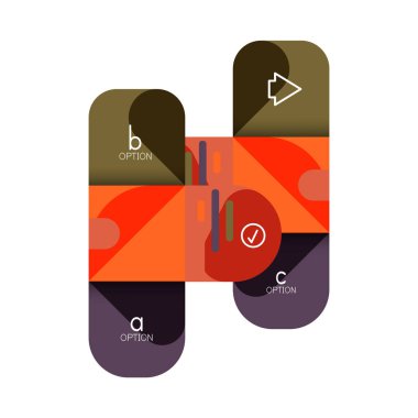 Infographics seçeneği ve adım adım içinde yuvarlak kareler, grafik, grafik, diyagram seçenekleri, parçalar, süreçleri ile unsuru