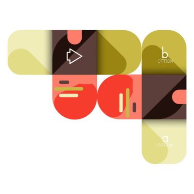 Infographics seçeneği ve adım adım içinde yuvarlak kareler, grafik, grafik, diyagram seçenekleri, parçalar, süreçleri ile unsuru