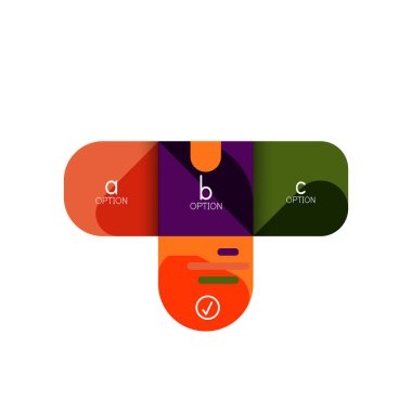 Infographics seçeneği ve adım adım içinde yuvarlak kareler, grafik, grafik, diyagram seçenekleri, parçalar, süreçleri ile unsuru. Sunuyu veya web bilgi ekranı için vektör iş şablonu