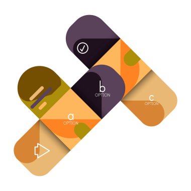 Infographics seçeneği ve adım adım içinde yuvarlak kareler, grafik, grafik, diyagram seçenekleri, parçalar, süreçleri ile unsuru