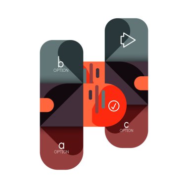 Infographics seçeneği ve adım adım içinde yuvarlak kareler, grafik, grafik, diyagram seçenekleri, parçalar, süreçleri ile unsuru