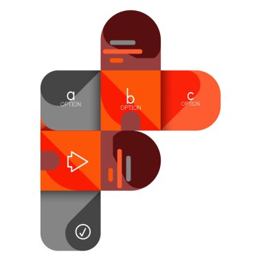 Infographics seçeneği ve adım adım içinde yuvarlak kareler, grafik, grafik, diyagram seçenekleri, parçalar, süreçleri ile unsuru