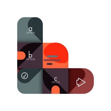 Infographics seçeneği ve adım adım içinde yuvarlak kareler, grafik, grafik, diyagram seçenekleri, parçalar, süreçleri ile unsuru