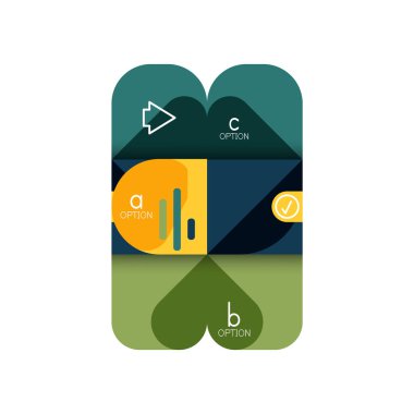 Infographics seçeneği ve adım adım içinde yuvarlak kareler, grafik, grafik, diyagram seçenekleri, parçalar, süreçleri ile unsuru