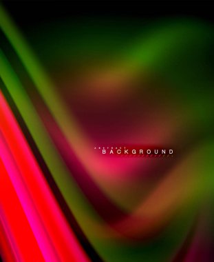 Neon holografik sıvı renkli dalga web, duvar kağıdı, desen, doku ve arka plan için. Vektör çizim