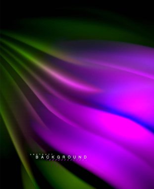 Neon holografik sıvı renkli dalga web, duvar kağıdı, desen, doku ve arka plan için