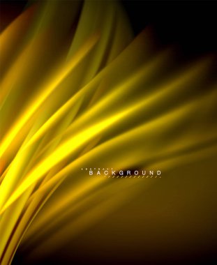 Neon parlayan dalga, sihirli enerji ve ışık arka plan. Vektör duvar kağıdı şablonu