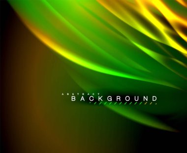 Neon parlayan dalga, sihirli enerji ve ışık arka plan. Vektör duvar kağıdı şablonu