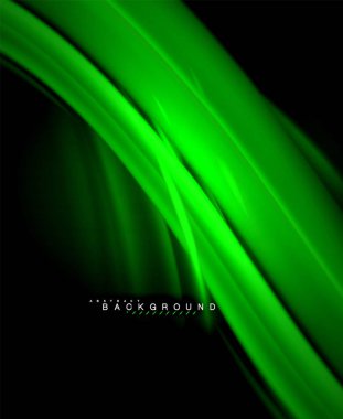 Neon parlayan dalga, sihirli enerji ve ışık arka plan. Vektör duvar kağıdı şablonu