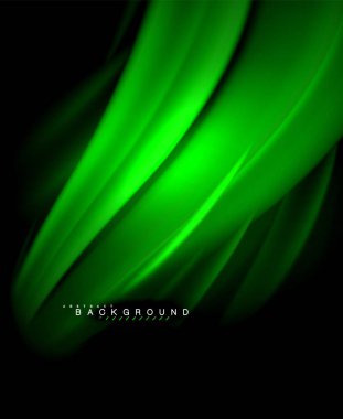 Neon parlayan dalga, sihirli enerji ve ışık arka plan. Vektör duvar kağıdı şablonu