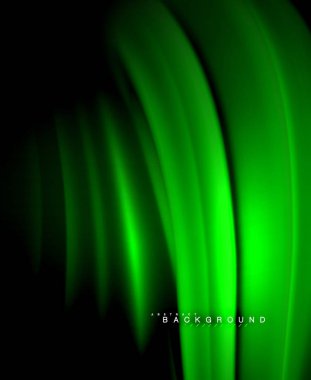 Neon parlayan dalga, sihirli enerji ve ışık arka plan. Vektör duvar kağıdı şablonu