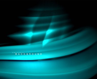 Neon parlayan dalga, sihirli enerji ve ışık arka plan. Vektör duvar kağıdı şablonu