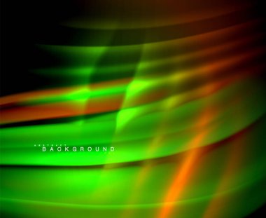 Neon parlayan dalga, sihirli enerji ve ışık arka plan. Vektör duvar kağıdı şablonu